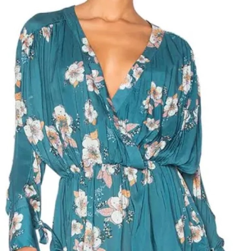 Free People Teal Floral Tunic - Picture 3 of 12